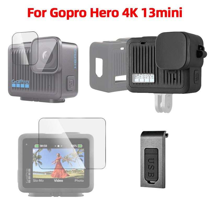สําหรับ Gopro Hero 4K 13 Mini Action กล้องซิลิโคนกระจกนิรภัย Protetive กรอบเย็นรองเท้าฟิล์มเลนส์ฝาครอบชุดอุปกรณ์เสริม