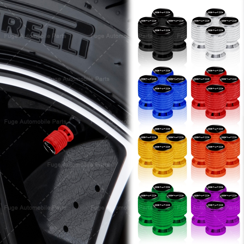 4pcs อลูมิเนียมยางรถป้องกันฝุ่นหมวกเกลียวรถ Tyre สําหรับ BYD Atto 3 หยวน Plus F3 E6 F0 G3 I3 Ea1 เพล