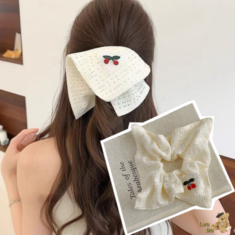 🤍ส่งไวจากไทย 💖 ยางรัดผมเชอร์รี่ สีขาว ขนาดใหญ่ น่ารัก เครื่องประดับผม ผูกผมแฟชั่น สไตล์เกาหลี