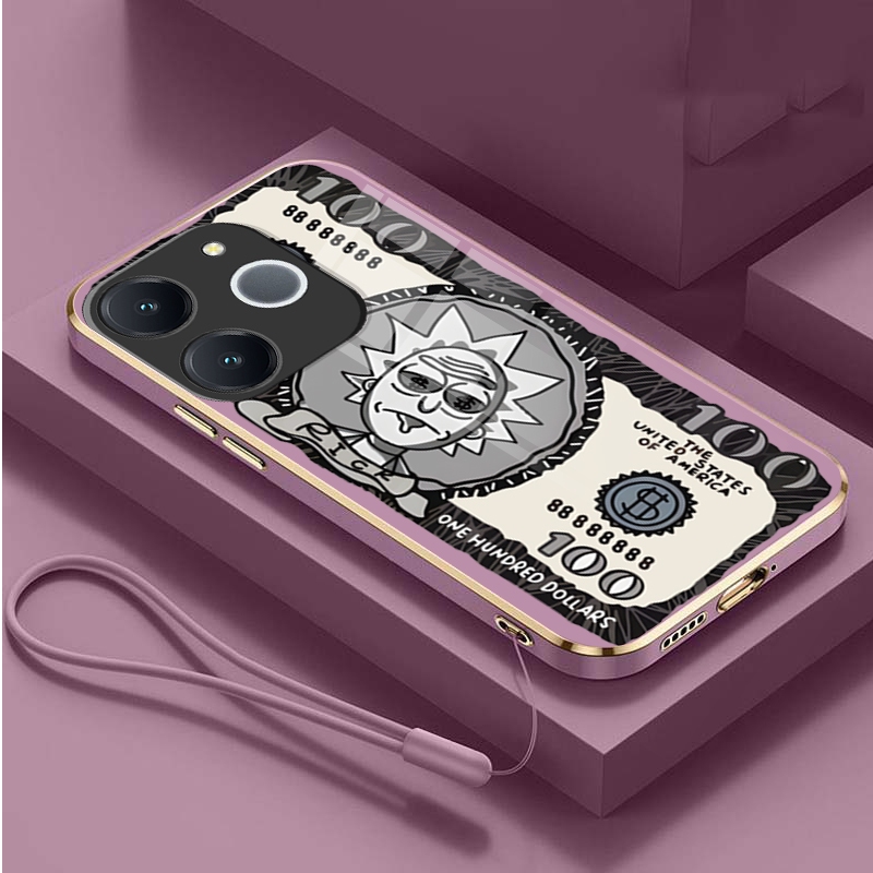 Realme 15T 15 T Rick Cartoon Designed Dollar Bill Case Candy Colore Square Soft Cover