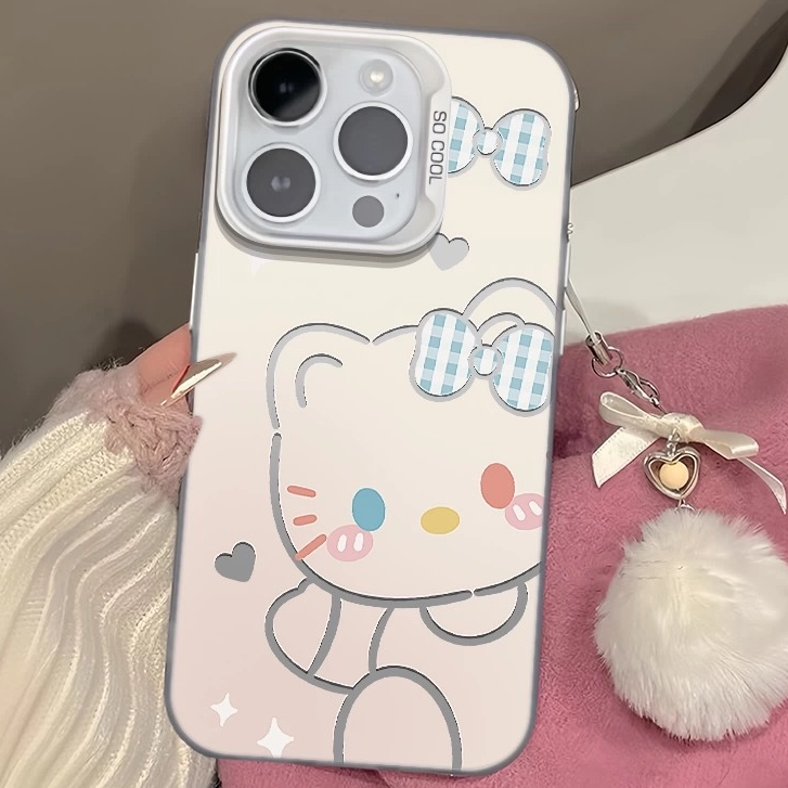 เข้ากันได้กับ iPhone 16 15 14 13 12 11 Pro Max X XR Xs Max Cute Pink Kitty Fashion Star Phone Case/D