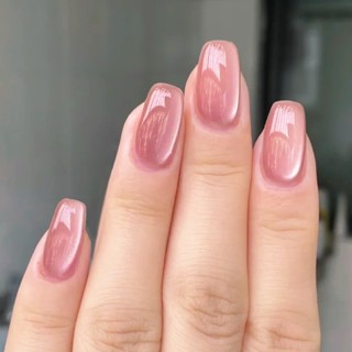 น้ํายาทาเล็บเจล แบบแม่เหล็ก กึ่งโปร่งใส สีชมพูนู้ด 10ml