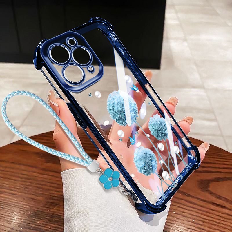 YBDเคสโทรศัพท์สําหรับiPhone 14 Pro Max 13 Pro Max 12 Pro Max 11 Pro MaxสีชมพูRose Dandelion Anti Fall Full Protection Clearปกหลัง - รูปที่ 2