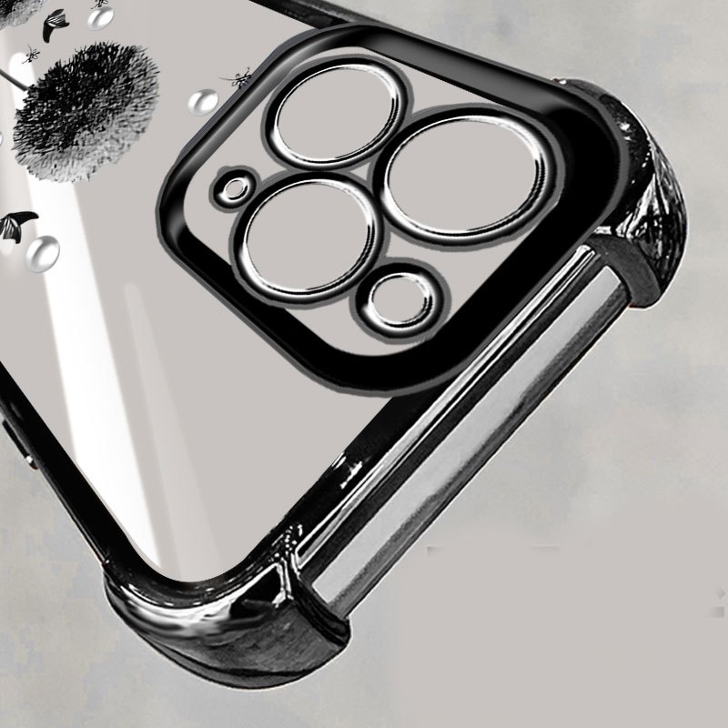 YBDเคสโทรศัพท์สําหรับiPhone 14 Pro Max 13 Pro Max 12 Pro Max 11 Pro MaxสีชมพูRose Dandelion Anti Fall Full Protection Clearปกหลัง - รูปที่ 7