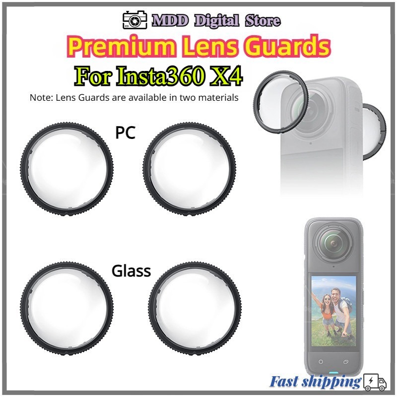 ตัวป้องกันเลนส์สำหรับ Insta360 X4 กระจกนิรภัยแบบหมุนได้กระจกป้องกัน/อุปกรณ์เสริมกระจกป้องกันเลนส์ PC