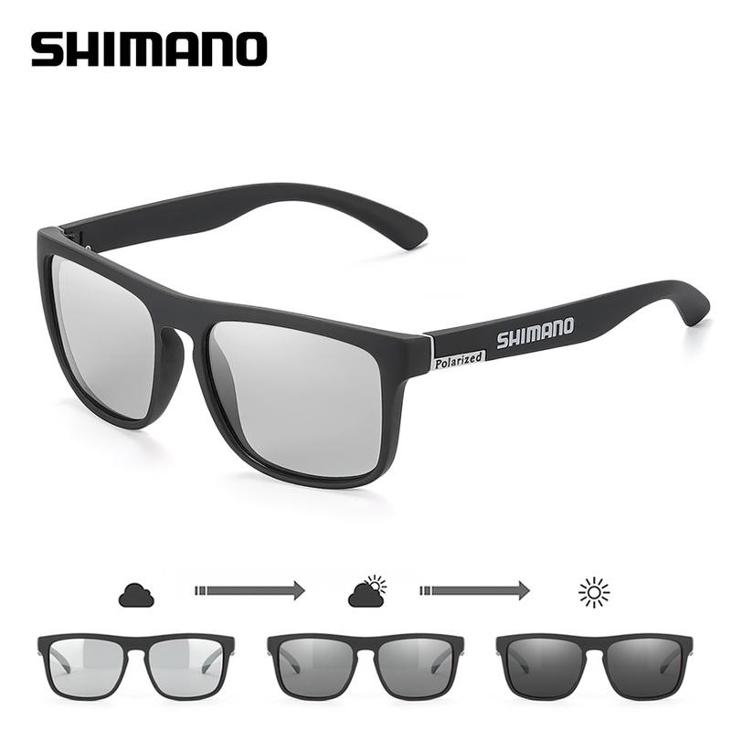 SHIMANO Photochromic แว่นกันแดด สำหรับผู้ชายและผู้หญิง แว่นตาโพลาไรซ์ เหมาะสำหรับการตกปลาและกิจกรรมกลางแจ้ง ป้องกัน UV400 แว่นตากีฬา แว่นตาขับรถ ปั่นจักรยาน แคมป์ปิ้ง เฉดสีดวงอาทิตย์ แว่นตาป้องกันแสงสะท้อนตกปลา