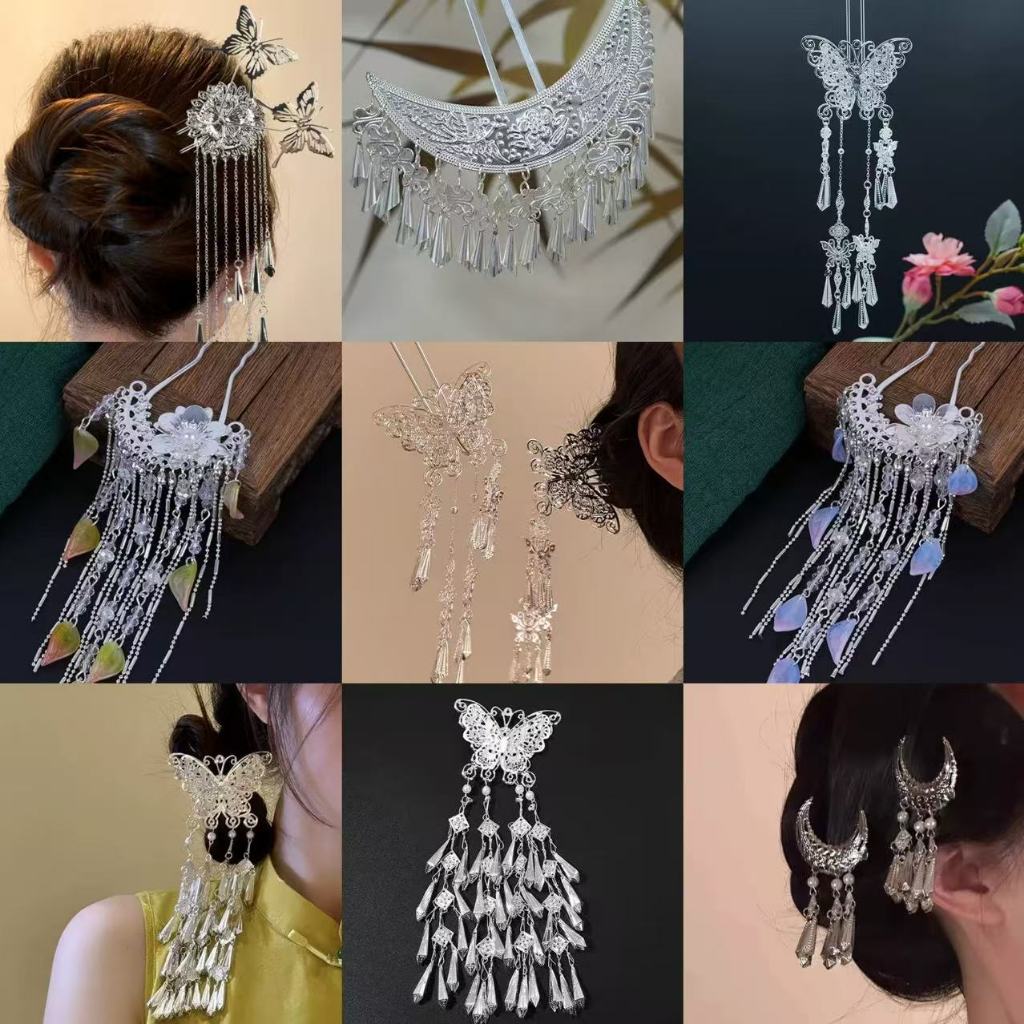 ใหม่สไตล์จีนดอกไม้ผีเสื้อพู่ U-รูป Hairpin สไตล์ชาติพันธุ์ Cheongsam Hanfu Hairpin คลาสสิก Hairpin Hairpin Hairpin Headdress