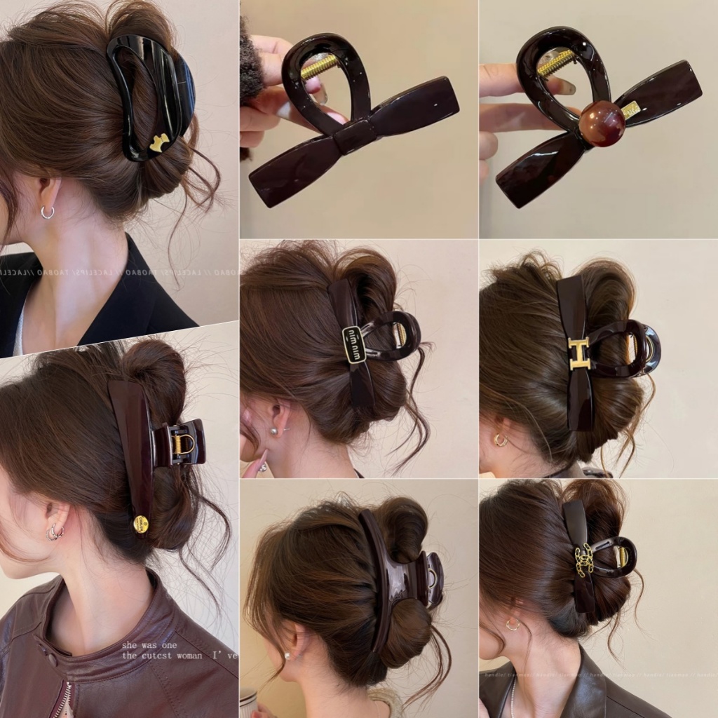 Simple Geometric Bow Grab Clip หญิง 2025 สไตล์ใหม่ High-End Letter All-Match Shark Clip Headdress