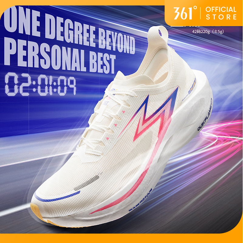 361 Degrees Flame 2.5 องศาเปลวไฟ รองเท้าวิ่งผู้ชายมาราธอนแผ่นคาร์บอนแข่งระบายอากาศกันกระแทกกีฬารองเท