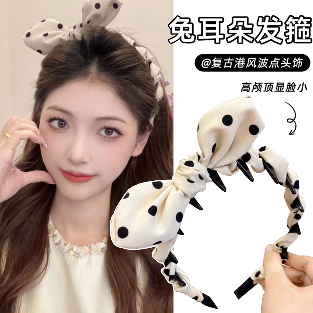 ที่คาดผมโบว์ลายจุดสามมิติ 2025 สไตล์ใหม่ ไฮเอนด์