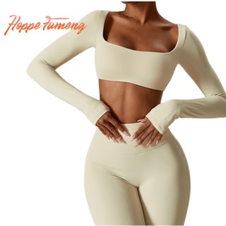 Hoppe Fumeng แขนยาวผู้หญิงเบาะวิ่งแห้งเร็วท็อปส์ออกกําลังกาย…