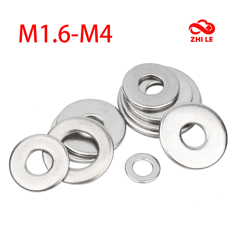 M1.6-M4 เครื่องซักผ้าโลหะ 304 สแตนเลสแบนเครื่องซักผ้าชุดสกรูปะเก็นภายในเครื่องซักผ้าบาง Spacer M2 M2.5 M3