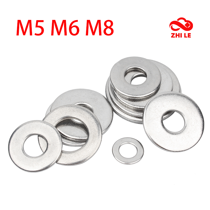 M5-M8 เครื่องซักผ้าโลหะ 304 สแตนเลสแบนเครื่องซักผ้าชุดสกรูปะเก็นภายในเครื่องซักผ้าบาง Spacer M6