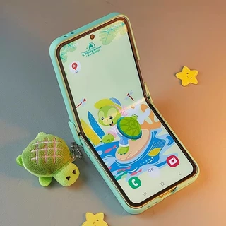 เคสโทรศัพท์มือถือป้องกันแบบรวมทุกอย่างสีเขียวพร้อมจี้รูปเต่าและฟิล์มป้องกัน กันกระแทกและกันฝุ่นระดับไฮเอนด์สำหรับ Samsung Galaxy Z Flip 8 Z Flip 5 Z Flip 6 Z Flip 7 zflip8 zflip6 zflip5/7
