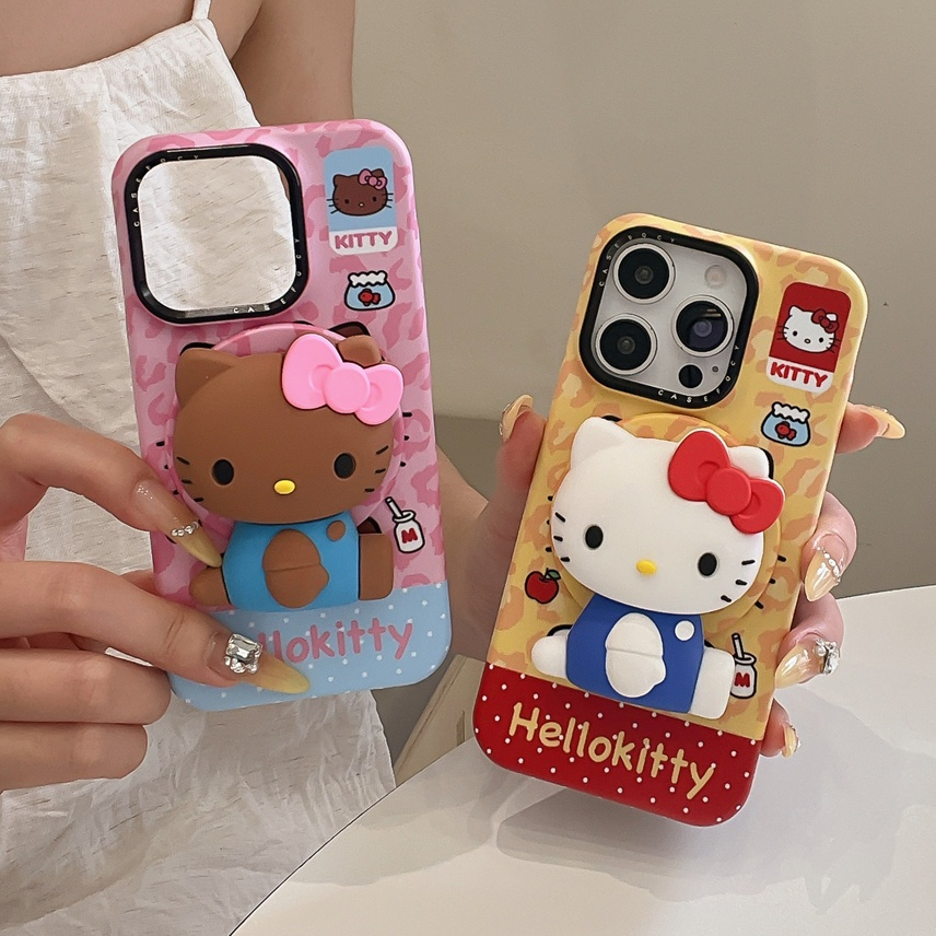 สําหรับIphone Case 16 Pro Max 15 Pro Max 14 Pro Maxสีเหลืองสีชมพูเสือดาวพิมพ์Kittyเคสโทรศัพท์