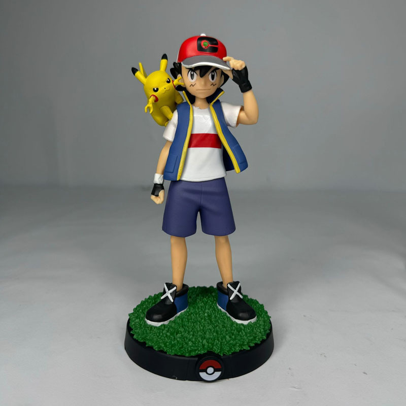 18 ซม.อะนิเมะ Ash Ketchum Pikachu รูป Championship Trophy ฉาก Pvc ของเล่นของขวัญตุ๊กตาคอลเลกชัน Aciton รูปของเล่น