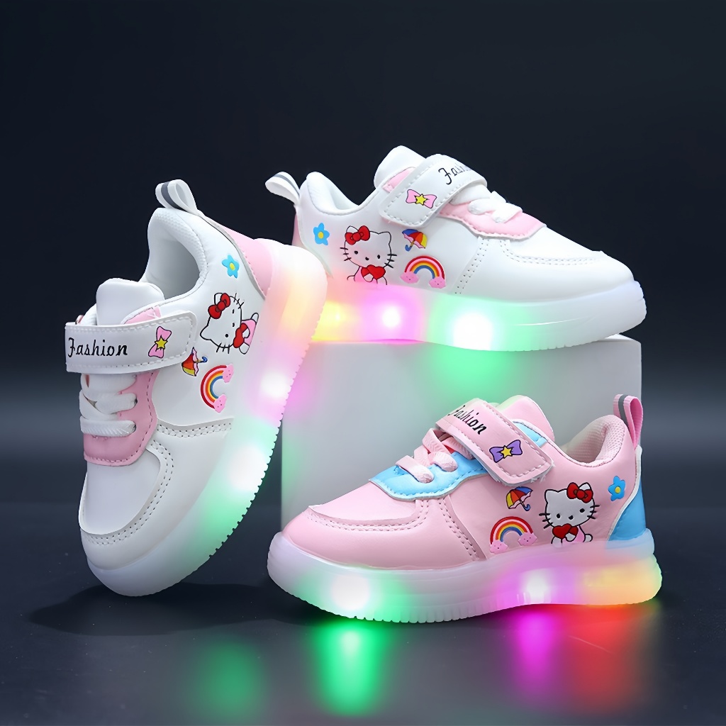 รองเท้าเด็กผู้หญิงสไตล์การ์ตูน สามารถเรืองแสงด้วย LED