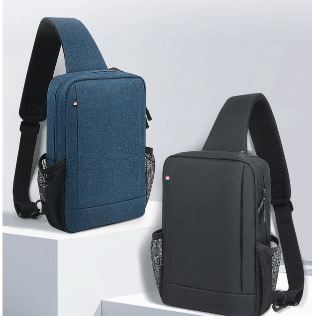 กระเป๋าคอมพิวเตอร์ กระเป๋าสะพายข้างไหล่ข้างเดียวกันน้ําธุรกิจระดับไฮเอนด์ของผู้ชายแฟชั่นความจุขนาดใหญ่พร้อมช่องเสียบหูฟังแท็บเล็ตกระเป๋าคอมพิว