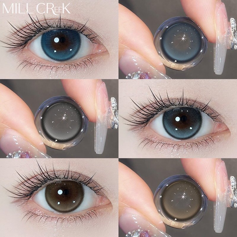 คอนแทคเลนส์ Mill Creek 14.2mm สไตล์ธรรมชาติ Hydrating เลนส์ 365Days 0-8.00 สีเทาฟ้าน้ําตาล