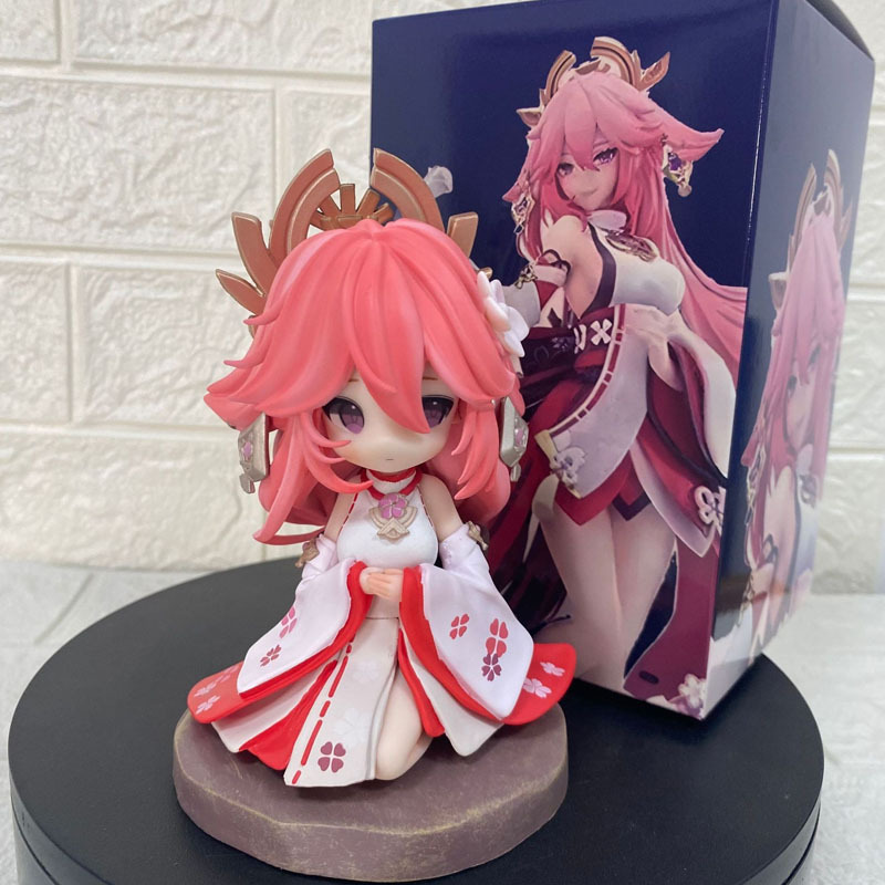 13.5ซม.อะนิเมะเกมGenshin Yae MikoรูปQรุ่นน่ารักของเล่นของขวัญคอลเลกชันAction Figureตุ๊กตาPvc