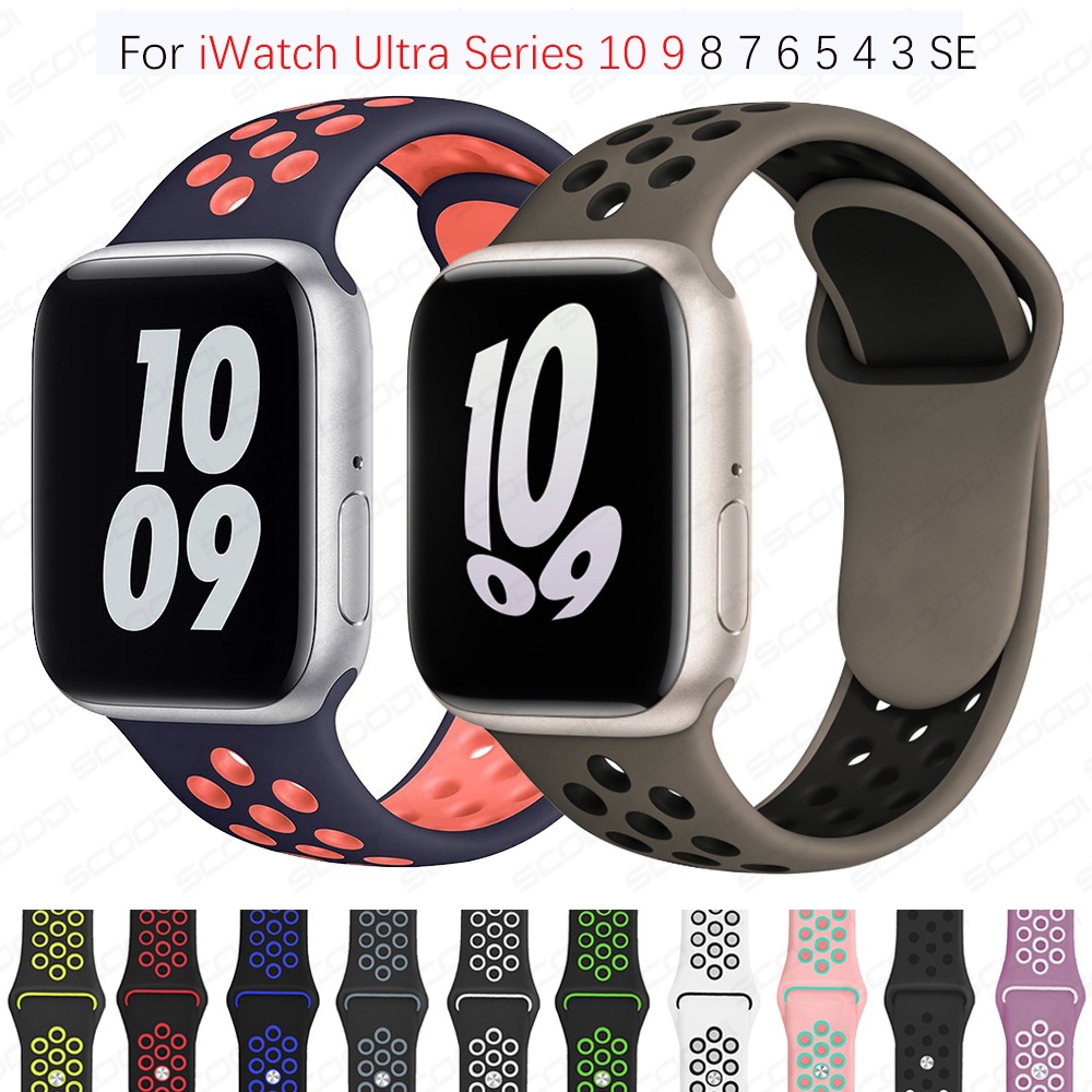 สายซิลิโคนสําหรับนาฬิกา Apple Watch 49มม. 44มม. 45มม. 42มม. 46มม. 40มม. ชุด 10 ชิ้น