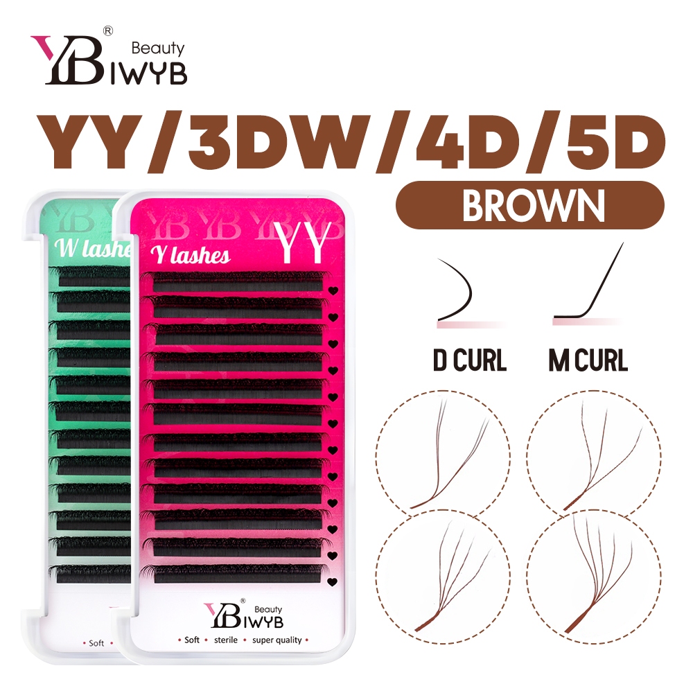Brown Lashes IWYB YY/3DW/4DW/5DW Curl M/D 0.07 สําหรับ Brown Fox Eyes
