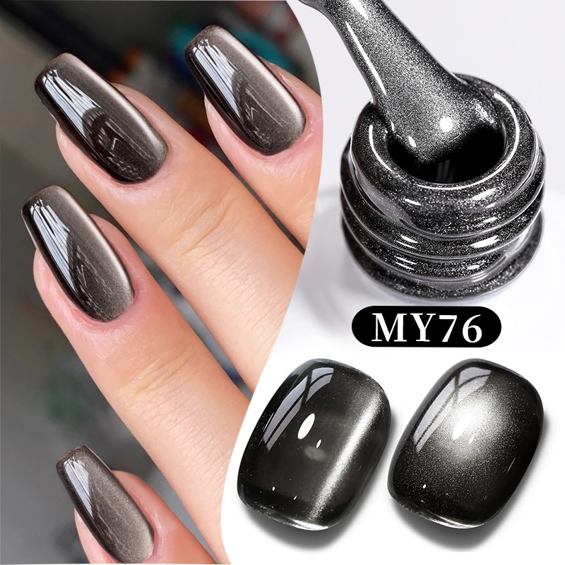 BORN PRETTY Grey Nail Gel Polish Semi-Transparent Sparking Aurora Silver Effect Magic Cat Magnetic 10ml