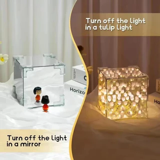 ทําด้วยมือ DIY วัสดุ Cube ไฟกลางคืน LED ทิวลิปแสงทิวลิปไฟกลางคืนทิวลิปไฟตกแต่งห้องนอนทําด้วยมือ DIY ของขวัญวันเกิด
