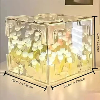 ทําด้วยมือ DIY วัสดุ Cube ไฟกลางคืน LED ทิวลิปแสงทิวลิปไฟกลางคืนทิวลิปไฟตกแต่งห้องนอนทําด้วยมือ DIY ของขวัญวันเกิด