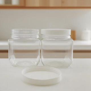 HUJI กระปุกอเนกประสงค์ พร้อมช้อนตัก 730ml. BPA Free ใส่ผงชงเครื่องดื่ม อาหาร ผงซักฟอก กันชื้น กันมด-แมลง วัสดุเกรดอาหาร