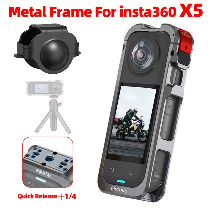 Flymile กรงป้องกันโลหะสำหรับกล้องแอคชั่น Insta360 X5 ฝาครอบเลนส์กล้อง กรอบป้องกัน อุปกรณ์เสริม Metal Cage Frame
