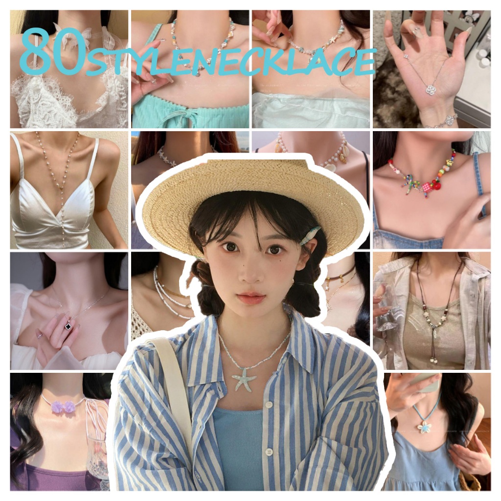 สร้อยคอผู้หญิงหรูหราสไตล์ยุค 80 เหมาะกับเครื่องประดับวันหยุดชายทะเล
