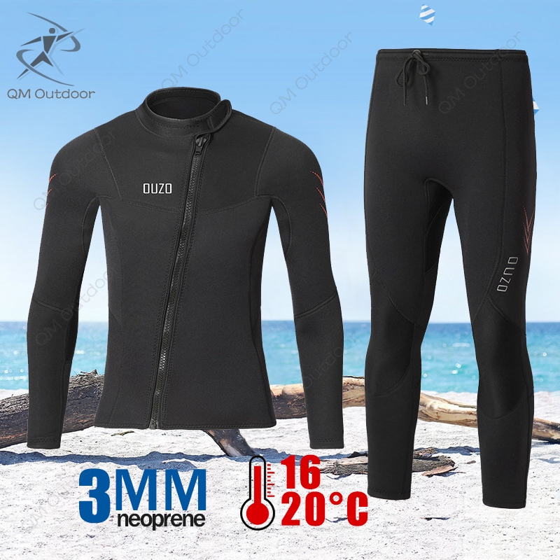 3 มม. SCR นีโอพรีน ชุดดําน้ํา แยก ชุดสูท เสื้อแจ็กเก็ต และกางเกง สําหรับผู้ชาย