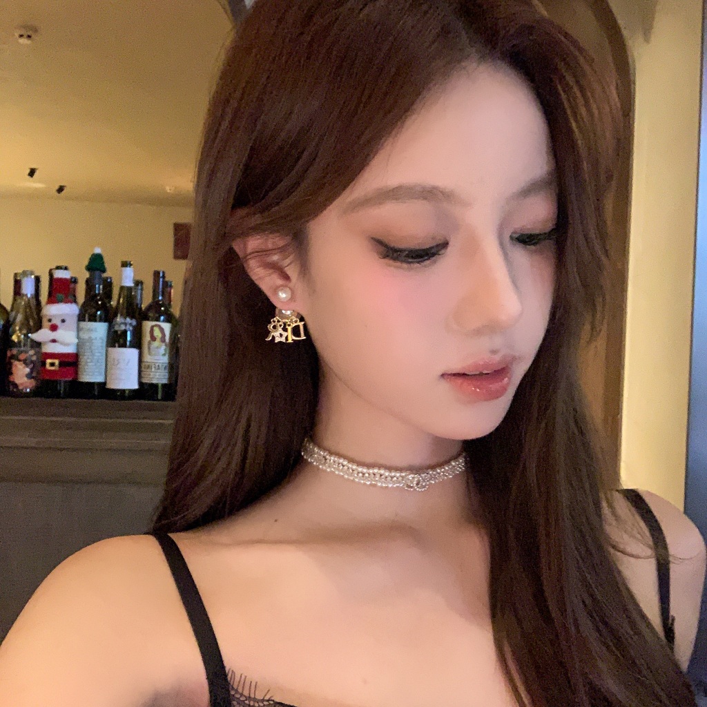 ต่างหูไข่มุกตัวอักษร หรูหรา เหมาะสำหรับเด็กหญิงและวัยรุ่น