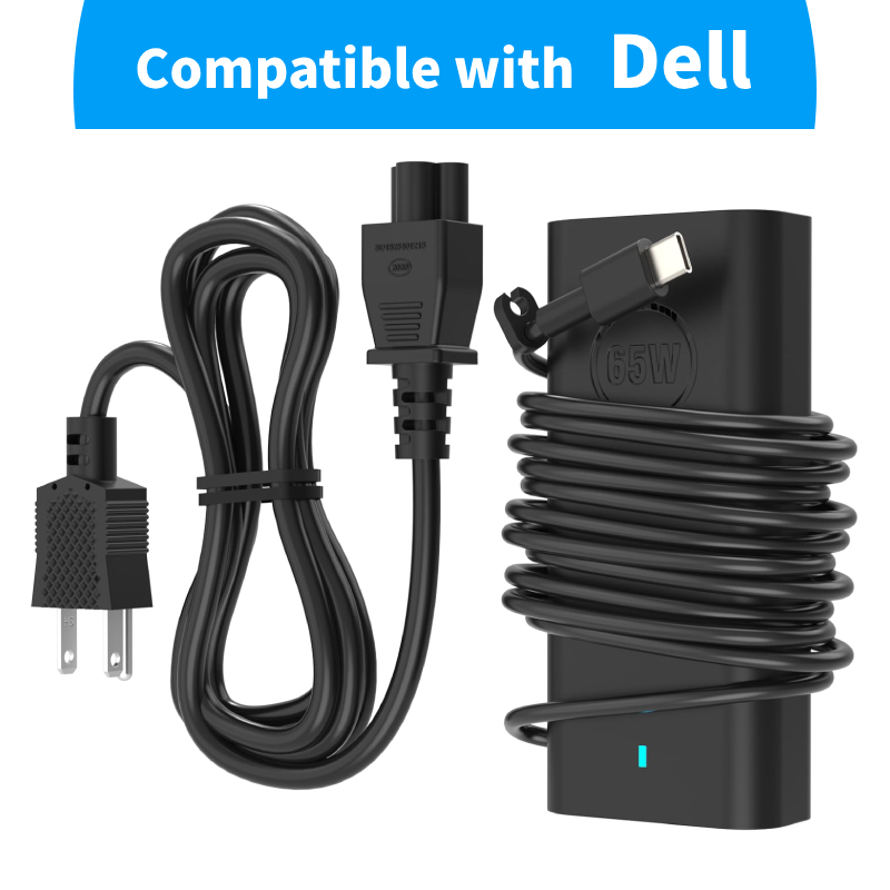 65W ประเภท C USB C แล็ปท็อปสําหรับ Dell Latitude คอมพิวเตอร์ 5530 5420 5430 5520 5540 7430 7330 7320,Inspiron 14 7425 16 7620 XPS 13 7390 2-in-1 Chromebook 3100 สายไฟอะแดปเตอร์