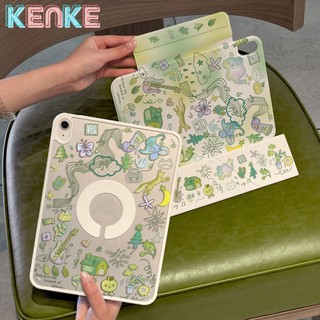 เคส iPad KENKE, ลายการ์ตูน, ลายน่ารัก, เคสแม่เหล็กที่สามารถถอดได้แบบพับ Y - เหมาะสำหรับ iPad M4 Pro 11 inch 2024, เคส ipad air6 13 นิ้ว , mini 6 7, เคสพับ Folio & ฐานรอง, เคสไอแพด gen 10 11 A16 gen 7th 8th 9th pro 12.9 M2 M3, Air 4/5/6/7 ipad case สีเขียว
