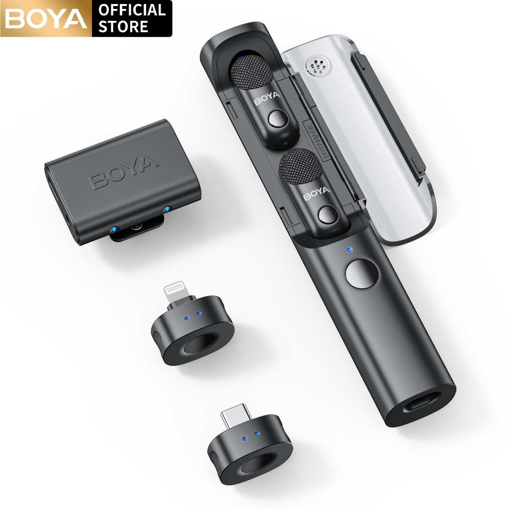BOYA Magic 4 รูปแบบใน 1 ไมค์ไร้สาย Mini Mic AI ไมค์ตัดเสียงรบกวน สำหรับ iPhone Type-C กล้อง