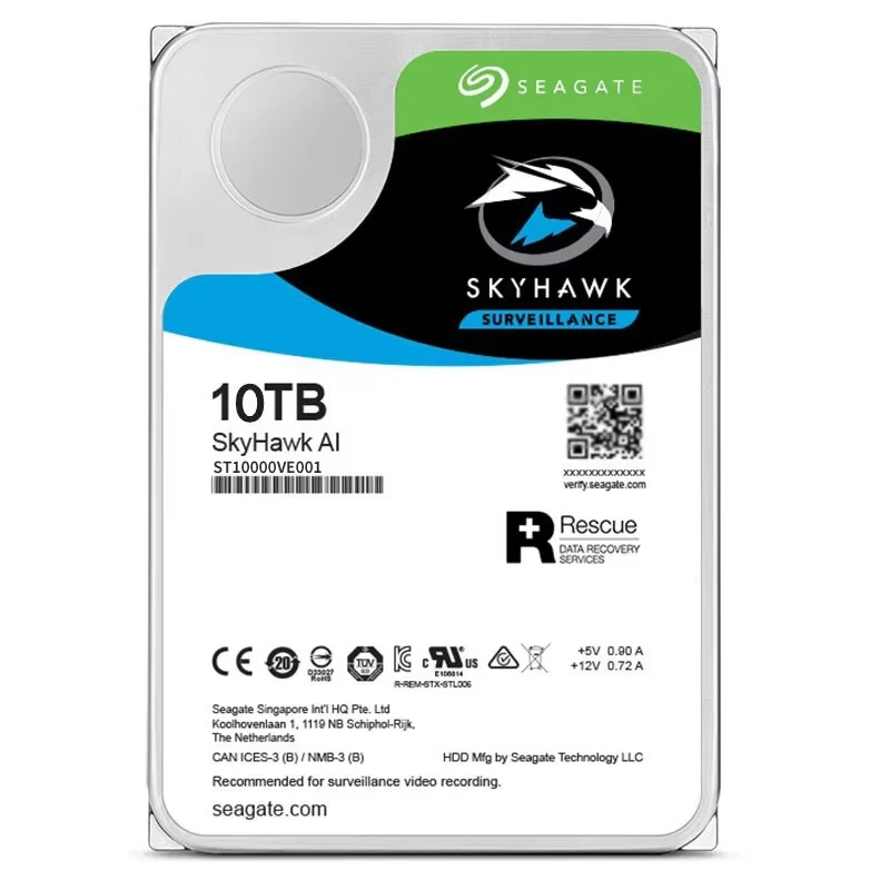 สําหรับ Seagate (ST10000VE001) Skyhawk AI ฮาร์ดไดรฟ์ภายใน 8TB 10TB 7200 RPM 256MB แคชฮาร์ดไดรฟ์ HDD