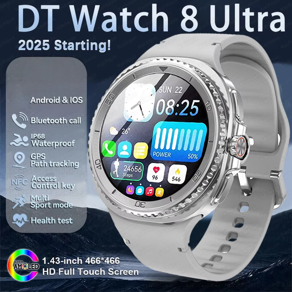 ใหม่ DT WATCH 8 Ultra Smart Watch 46mm Men GPS Tracking NFC Play video Smart Watch Health Tracker BT