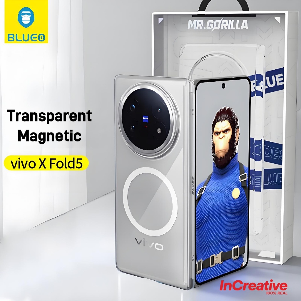 BLUEO เคสแม่เหล็กป้องกันการตกแบบใสสําหรับ Vivo X Fold 5 - ฝาครอบใสแบบบางป้องกันมดกันกระแทก