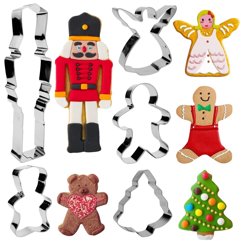 5 ชิ้น/เซ็ตคริสต์มาสคุกกี้แม่พิมพ์สแตนเลสครัวเบเกอรี่คุกกี้ตัด Handmade Christmas Party Holiday แม่พิมพ์สําหรับเด็ก