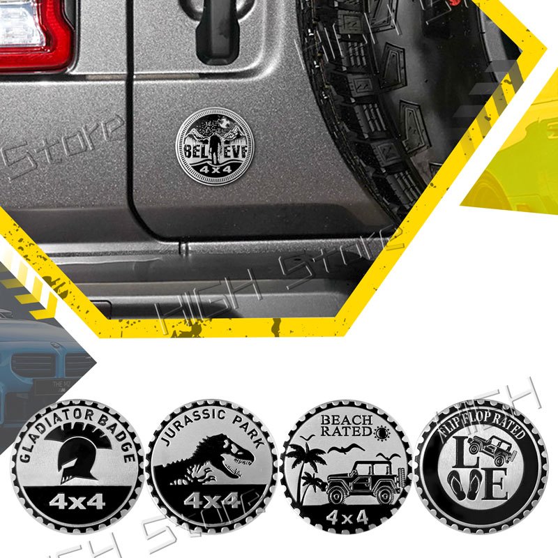 3D อลูมิเนียมรถสติกเกอร์ 4X4 Rated โลโก้สัญลักษณ์ด้านหลัง Badge Decals สําหรับ Jeep Wrangler Grand C