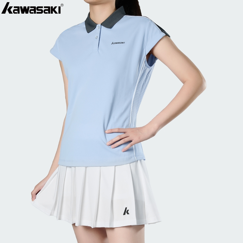KAWASAKI คาวาซากิ 2025 ใหม่มืออาชีพแบดมินตันกีฬาโปโลเสื้อยืดผู้หญิงเหงื่อ-ไส้ตะเกียง แห้งเร็วระบายอากาศเสื้อลําลอง เค2ค02-ค2041