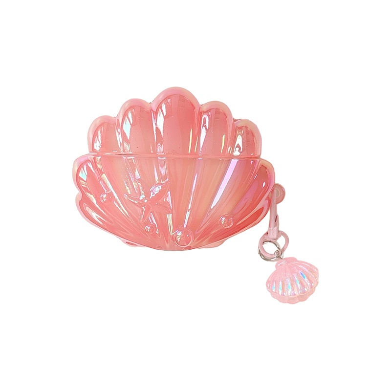 ความเป็นรายบุคคลน่ารัก โปร่งใสสีชมพูเปลือกหอย แอร์พอด กรณีสําหรับ แอร์พอด 3/4/1/2/มือโปร/มือโปร2รุ่นไร้สายบลูทูธชุดหูฟังวางทนป้องกันกรณี