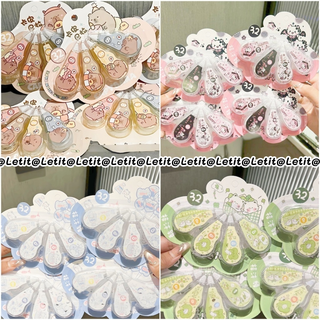 Letit | 【New】4 ชิ้น เทปแก้ไขการ์ตูนน่ารัก ขนาดเล็ก 4M สีสันสดใส สำหรับนักเรียน อุปกรณ์เครื่องเขียน