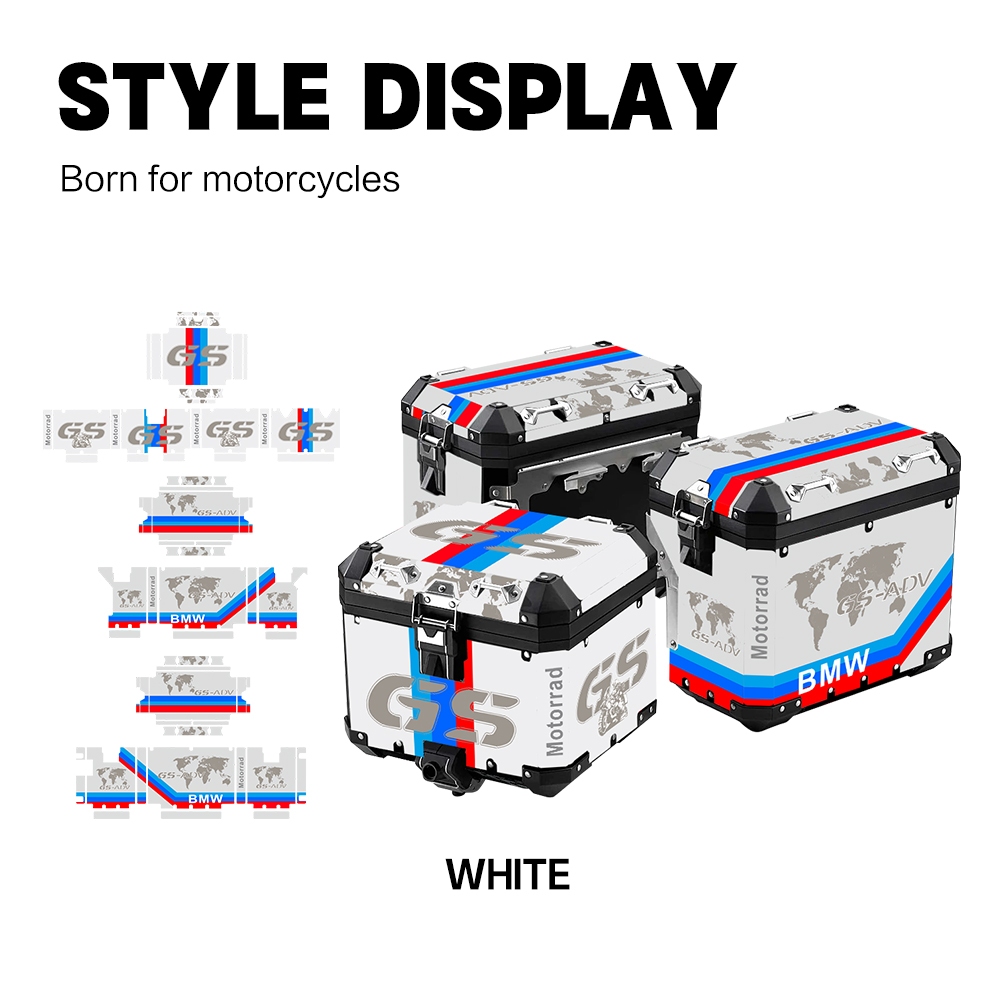 รถจักรยานยนต์อลูมิเนียมกล่อง Trunk Anti-Scratch สติกเกอร์เหมาะสําหรับ BMW F750GS F850GS R1250GS ADV R1200GS ผจญภัยกลาง/ด้านข้างสติกเกอร์ Trunk ชุดป้องกัน Decal (ด้านข้าง - A)