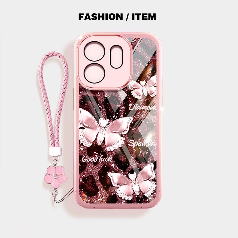 สําหรับOppo Reno14 Reno15 F 5G Reno 14 15 Pro 5G 14F 15FปลอกVRQR Darkสีผีเสื้อSeriesกันกระแทกโทรศัพท์กรณีเชือกดอกไม้