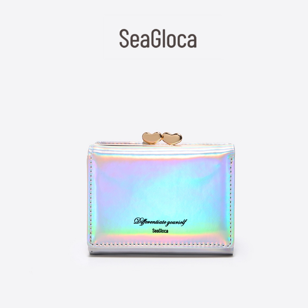 Seagloca ใหม่ กระเป๋าสตางค์ ใบสั้น เลเซอร์ ย้อนยุค ขนาดเล็ก สําหรับผู้หญิง No.1540