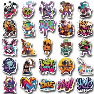 สติกเกอร์กราฟฟิตีสตรีทการ์ตูนอินเทรนด์ 50 ชิ้น ของขวัญวันหยุดสําหรับตกแต่งเคสโทรศัพท์ คอมพิวเตอร์ ขวดน้ํา กีตาร์ สติ๊กเกอร์กันน้