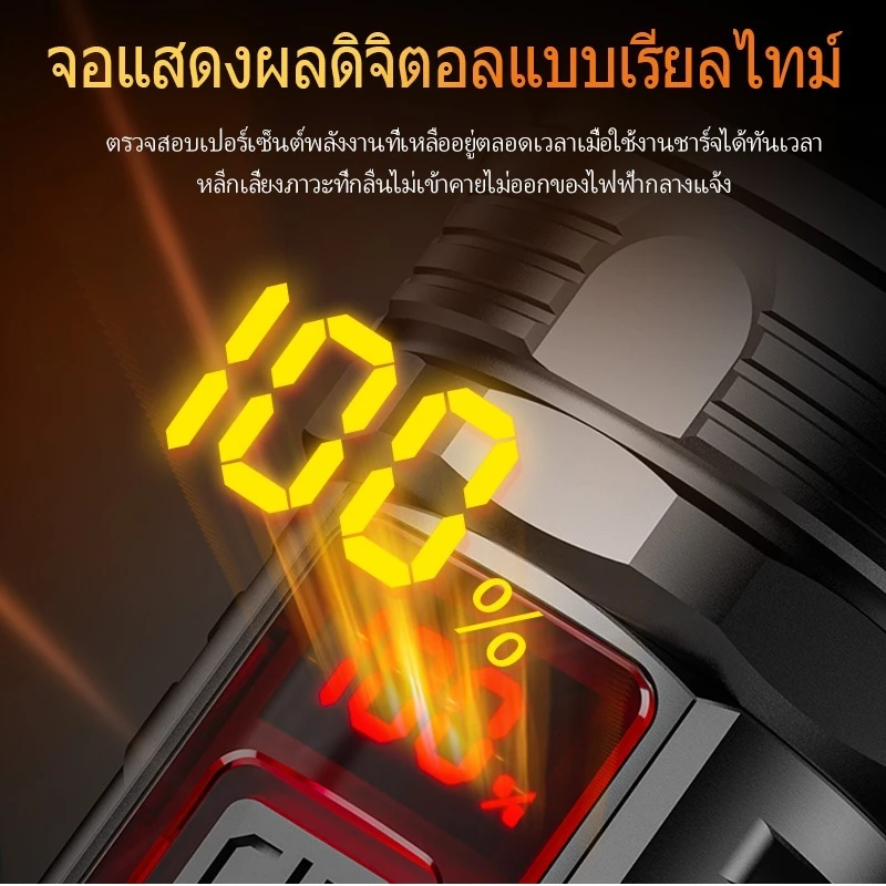 KIRA จอแสดงผล Led อัจฉริยะ ไฟฉาย กันน้ํา ไฟฉายพกพา เดินป่า  ซูมได้ thumbnail 5